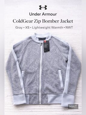 Under Armour ColdGear Zip Bomber Jacket Gray XS Lightweight NWT
